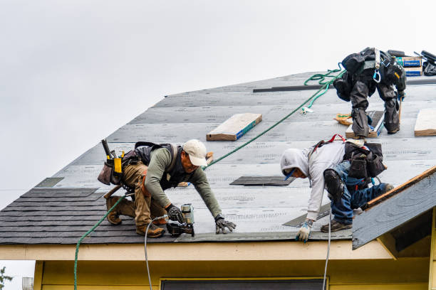 Professional Gutter Installation technician working in The Plains, OH